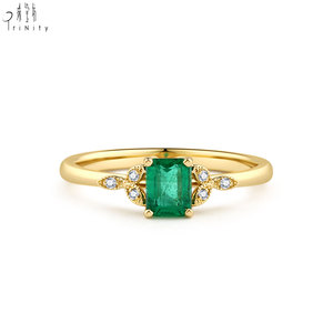 New Products Wholesale Manufacturer Export Natural Emerald Ring Fine Jewelry 18K Solid Yellow Gold Real Natural Diamonds Ring - Product Image 1
