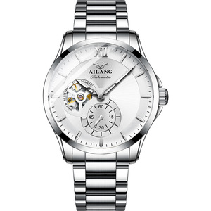 Men's Rose Gold for <strong>Face</strong> Shape Mechanical <strong>Watch</strong> <strong>Moon</strong> Phase Perpetual Calendar Complex Function 22mm Rubber Stainless Steel - Product Image 3