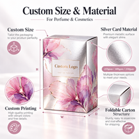 Boîte d'emballage de parfum personnalisée en carton argenté, imprimée, pliable, avec logo et marquage à chaud