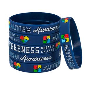 Bracelet en silicone inspirant pour l'autisme, design puzzle coloré, 202*12*2mm, prix usine, bracelets promotionnels - Product Image 1