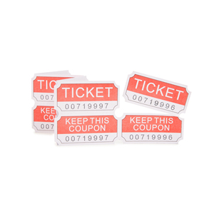 Billets de tombola perforés rouges avec numéros de série et section pour coupons, imprimés sur carton pour événements - Product Image 5