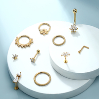 Anting-anting tusuk emas padat 14K Toposh untuk pusar, tulang rawan, tragus, daith, hidung, perhiasan Natal