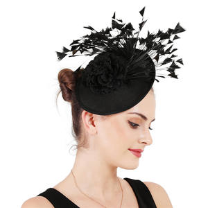 หมวกเจ้าสาวผ้าลินินแฟชั่นแบบอังกฤษ,อุปกรณ์ตกแต่งผมแบบแฮนด์เมดหมวกงานปาร์ตี้งานแต่งงานและโบสถ์ - Product Image 3