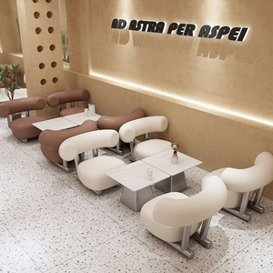 Ensemble de meubles de restaurant moderne en bois massif : canapé, fauteuils de <span class=keywords><strong>salon</strong></span>, tables et chaises de salle à manger pour la maison, le bar, l'hôtel, l'école - Product Image 2
