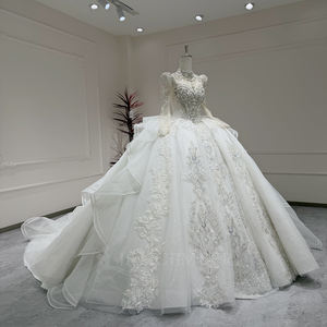 ชุดแต่งงานทรงเต่า Xx54 ประดับมุก คริสตัล แขนยาว ดีไซน์ทันสมัย คอวีแบบหวาน ยาวกรอมพื้น สง่างาม - Product Image 4