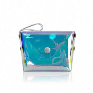 Vente en gros de porte-monnaie en PVC holographique imperméable, élégant et mignon, mini sac à main transparent pour filles - Product Image 1