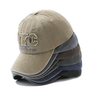Retro NYC 3D Embroidered Baseball <b>Hat</b> 100% Cotton <b>Duck</b> Tongue Visor Washed Old Sun 6 Panel Cap - Product Image 2