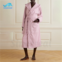 Sincereal gros coton éponge vêtements de nuit chaud grande taille chemise de nuit unisexe Robe de bain avec capuche rose peignoirs
