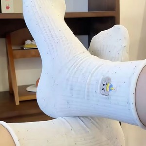 Cute Cartoon Embroidered Mid Calf <b>Socks</b> For Women Cotton Breathable Spring Autumn Students Style - Product Image 2