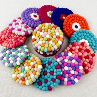 Sous-verre rond créatif en laine faite à la main, écologique, style chinois, diamètre 10 cm, coloré, pour décoration intérieure, isolation thermique pour tasses