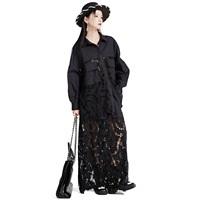 Chemise mi-longue en coton pour femme, design de niche, style industriel, motif floral brûlé, infroissable, avec boutons décoratifs