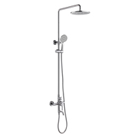 Douche ronde en laiton chromé Mélangeur de douche à effet pluie en laiton massif à deux fonctions