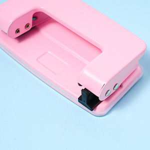 Macaron Colored Double Hole Punch 2 Holes Plastic Office Essential Loose Leaf Binding Punch Cherry Blossom Pink Lavender Purple - Product Image 4