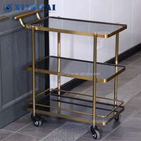 XINGPAI Chariot pliant en acier inoxydable à 3 niveaux Chariot de service pour hôtel Restaurant Service alimentaire Cuisines Traiteur Buffet Chariot