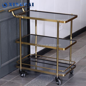 XINGPAI Chariot pliant en acier inoxydable à 3 niveaux Chariot de service pour hôtel Restaurant Service alimentaire Cuisines Traiteur Buffet Chariot - Product Image 2
