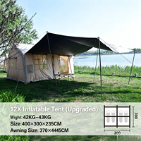 Tente de camping gonflable 12 m² imperméable, portable, installation rapide, Oxford 420D, pour l'extérieur, familiale, quatre saisons, double couche