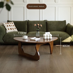 <span class=keywords><strong>Table</strong></span> basse ovale en bois réglable en hauteur, moderne, pour salon, petite taille, mobilier en bois massif de qualité supérieure, minimaliste - Product Image 4