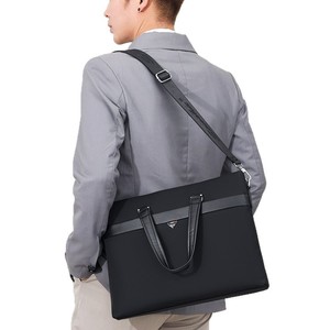 Porte-documents pour hommes, sac noir pour ordinateur portable de 10 pouces, sac à bandoulière de couleur unie pour affaires et loisirs - Product Image 2