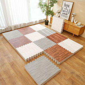 سجادة أرضية خشبية من رغوة إيفا أنيقة من الرغوة ، أرضيات واقية من الألغاز ، بلاط أرضيات متشابك بلون بني غامق للجيم المنزلي - Product Image 1