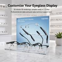 Présentoir de Comptoir en Acrylique Double Couche Transparent pour Lunettes Intelligentes avec Supports de Cadre Sécurisés et Panneau Arrière à Impression Personnalisée