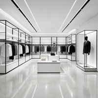 Système complet de présentoirs et de rayonnages pour vêtements avec éclairage LED pour boutiques de prêt-à-porter et magasins de vêtements sur mesure