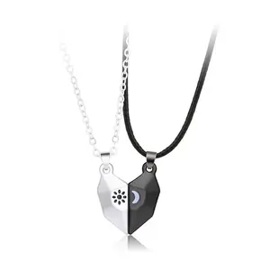 Цепочка Из Нержавеющей Стали, ожерелье с подвеской в виде сердца и Луны для влюбленных пар, NA083