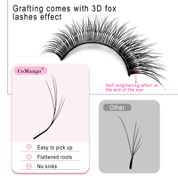 CoMango Fox 5D YY Forme Cachemire Mat Noir Volume Renard Cils Extension Faux Vison Soie Cils Facile Ventilateur Usine