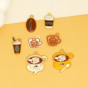 Accessori fai da te in lega di zinco smaltati per fare gioielli ghiacciati Cappuccino Americano Coffee Shop <span class=keywords><strong>con</strong></span> tazza di fagioli - Product Image 4