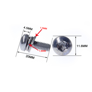 Tornillo de Alta Precisión M6*15 de Acero Inoxidable 304 con Cabeza Torx Pan y Tres Combinaciones, con Arandela de Resorte y Plana, Fijación Antivibración - Product Image 3