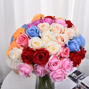 <b>Artificial</b> Rose Single <b>Stem</b> Curved High Simulation Valentine'S Day Home Wedding Decoration White Champagne Blue Yellow Purple - Product Image 3