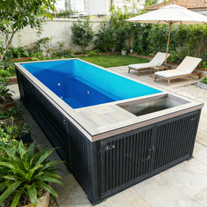 Piscina de acero, piscina de inmersión, piscina exterior tipo contenedor con borde infinito, piscina sobre suelo, piscina ovalada - Product Image 5
