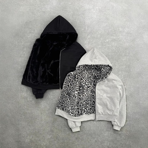 <span class=keywords><strong>Felpa</strong></span> con Cappuccio da Uomo Nuova Collezione Autunno Inverno, in Peluche Doppio Lato, Casual, Stile Retrò, con Fodera e Stampa <span class=keywords><strong>Leopardata</strong></span>, con Cerniera, Vestibilità Ampia - Product Image 2