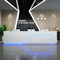 Stand d'exposition pour zone de réception en panneau de fibres à densité moyenne, style moderne minimaliste personnalisé, pour immeuble de bureaux, hôtel, centre commercial