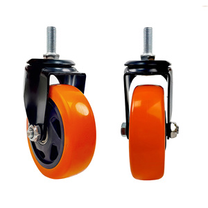 4 Zoll Premium Lenkrollen mit Feststeller aus Polyurethan in Orange mit Langlebiger Anschraubplatte - Product Image 3