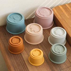 BPA freebaby xếp chồng ly đồ chơi giáo dục vui vẻ <span class=keywords><strong>Stack</strong></span> cup Silicone mềm mọc răng Đồ chơi xếp chồng tháp - Product Image 4