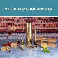 Kit d'outils de barman moderne en or, support métallique, shaker Boston, ensemble de shakers à cocktails, 6 pièces, accessoires de bar professionnels, capacité de 550 ml