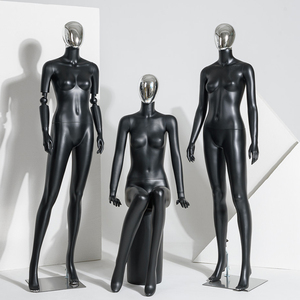 Fabrika fiyat Pp plastik mat siyah tam vücut galvanik kafa elbise formu mankeni kadın manken bebek giysi ekran için - Product Image 1