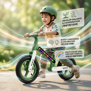 TRYCO CHASER Vélo d'équilibre pour bébé avec lumières LED colorées activées par le mouvement, cadre en nylon de 12 pouces, pneus tout-terrain, capacité de charge de 70 kg - Product Image 6