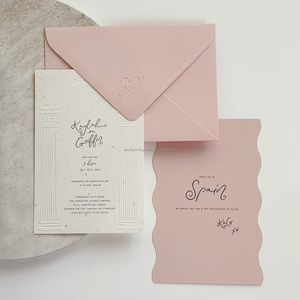 Juegos de tarjetas de invitación de impresión en relieve ciego troquelado de lujo personalizado Material de papel para eventos especiales con diseño de grabado en relieve - Product Image 1