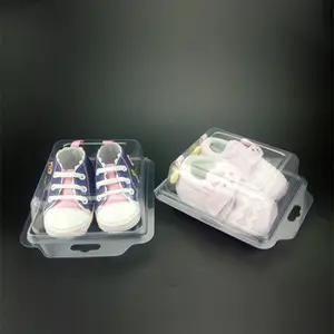 Caja de zapatos infantiles con logotipo personalizado, caja de plástico transparente con asa de pvc