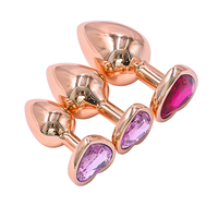 Perles anales en métal cristal en forme de cœur rose or, masseur de prostate, jouet sexuel pour adultes, produits gays pour femmes et hommes