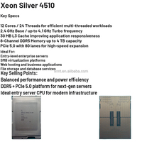 Processeur Xeon Silver 4510 CPU 12 cœurs 2,5 GHz 12 Mo de cache L3 150 W SRN60 Serveur Neuf en stock