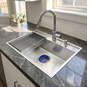 Cheap Price Single Bowl Stainless Steel Kitchen Sink Rectangular <b>Vegetable</b> Washing Basin Counter Installation Kitchen - Product Image 1