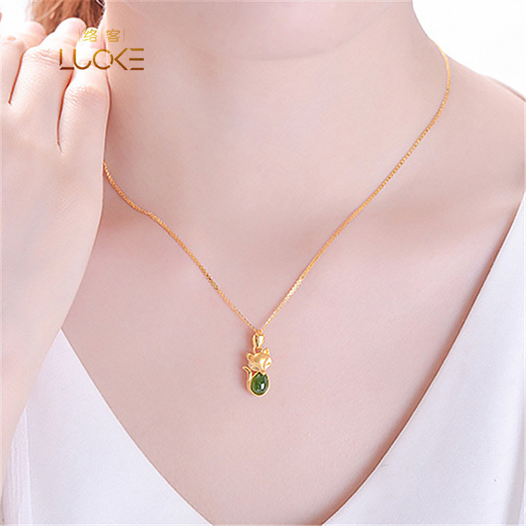 CS-DB 24K Gold Plated Jewelry Cat Fox Head Lovely Pendant Women Necklace 18.4 CS-DB 24K Gold Plated Jewelry Cat Fox Head Lovely Pendant Women Necklace 18.4