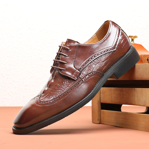 <span class=keywords><strong>Scarpe</strong></span> da <span class=keywords><strong>uomo</strong></span> Brogue con punta alare retrò da lavoro Oxford in pelle classica punta tonda con lacci da sposa <span class=keywords><strong>scarpe</strong></span> da Derby - Product Image 2