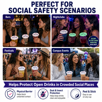 Pegatinas Personalizadas con Logotipo para Tapas de Bebidas Anti-Spiking, Pegatinas Desechables que Brillan en la Oscuridad para Tapas de Vasos, para Bares, Discotecas, Seguridad en Fiestas