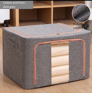 Boîte de rangement en tissu pliable en coton et lin avec logo personnalisé 24L/66L/100L Organisateur de boîtes à vêtements Organisateur de boîtes à vêtements Bacs - Product Image 3