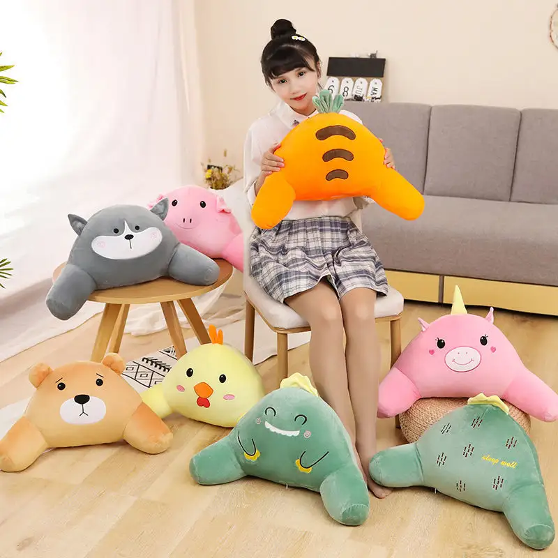 Office assistant kawaii cute comfortable soft seat waist pillows cotton stuffing plush dinosaur pillow