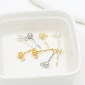 <b>Stud</b> Earrings 18K Gold 925 <b>Silver</b> Ball Shape DIY Jewelry For Women Men Fashion Accessories A60B - Product Image 4