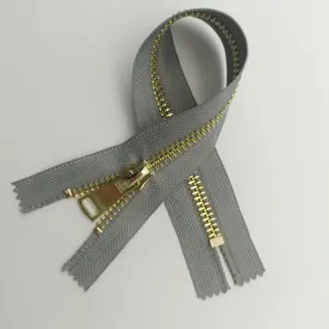 Reversible 3# 4# 5# 8# Silver Zinc Zipper For Pants Bags Clothes 30~70 Cm Closed-End Custom Logo Brass Golden Metal Zipper